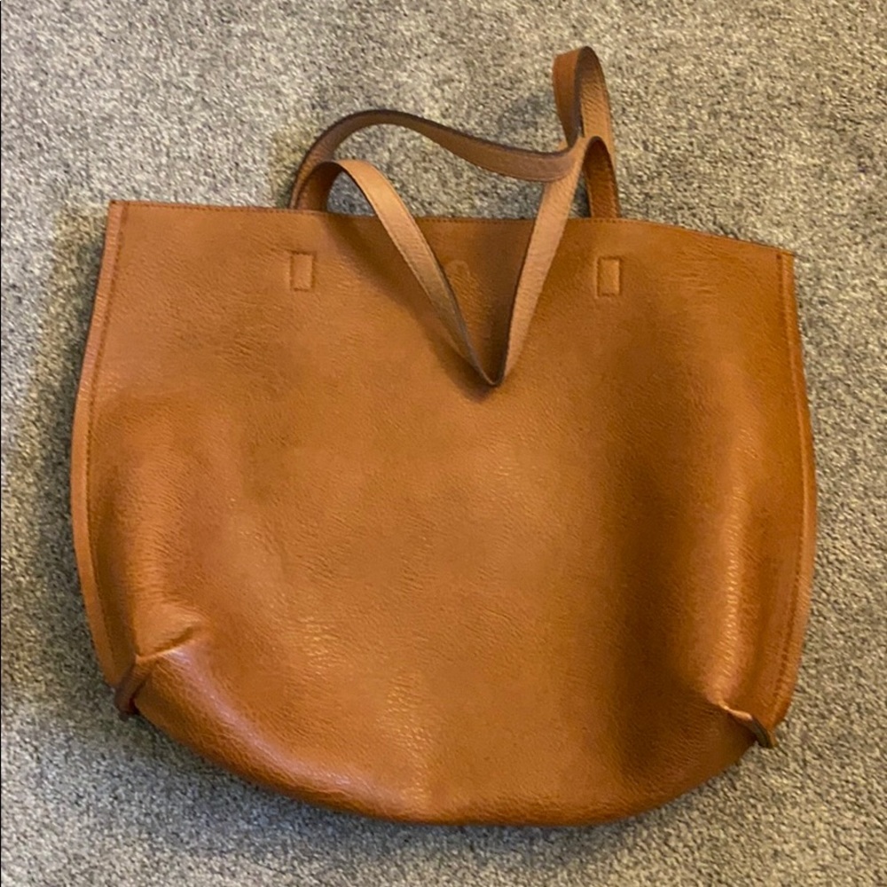 Faux leather tote